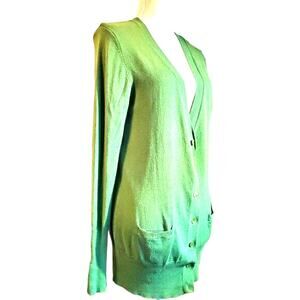 Carol Rose Soft Cardigan Sweater Size 14 Long Sleeve Buttons Knit Classic Green